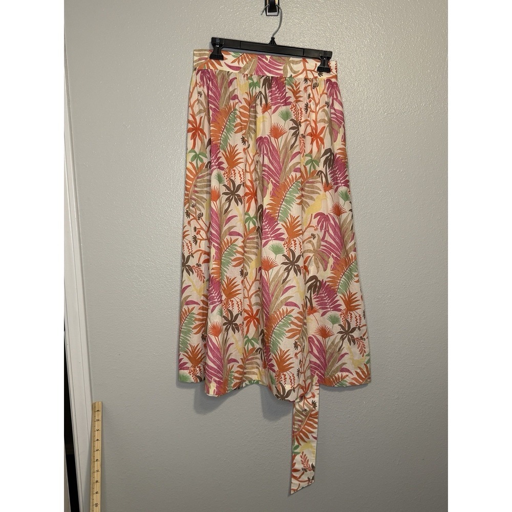 J McLaughlin Jungle Melody Midi Skirt NWT Size 6 Floral Cotton Tie Belt
